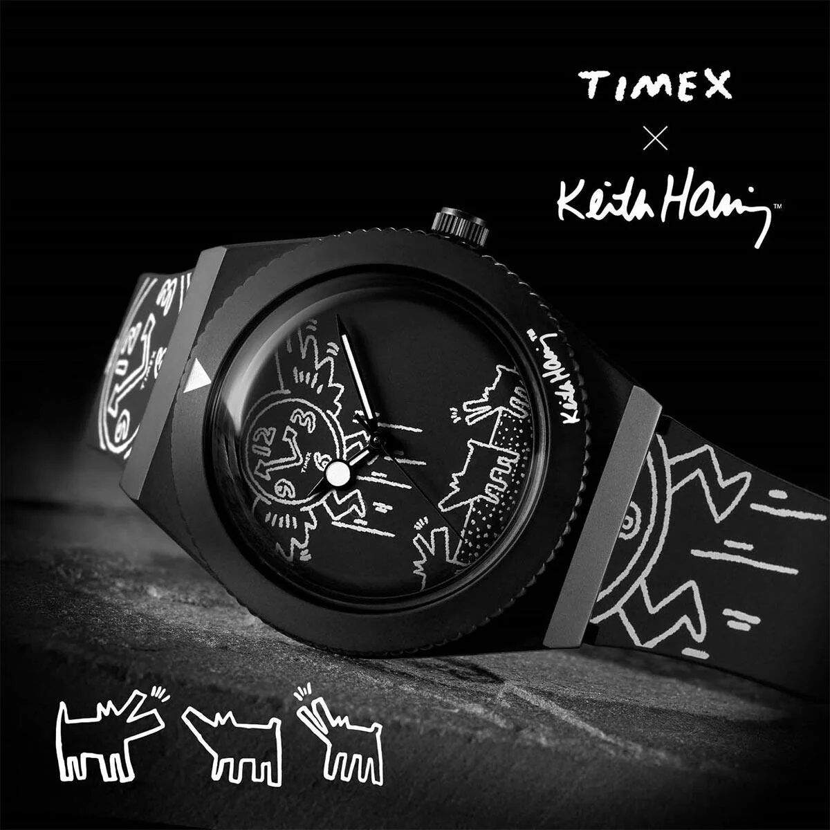 Ανδρικά Ρολόγια Timex Q X KEITH HARING SPECIAL EDT. Μαύρο (Ø 38 mm) φωτογραφία