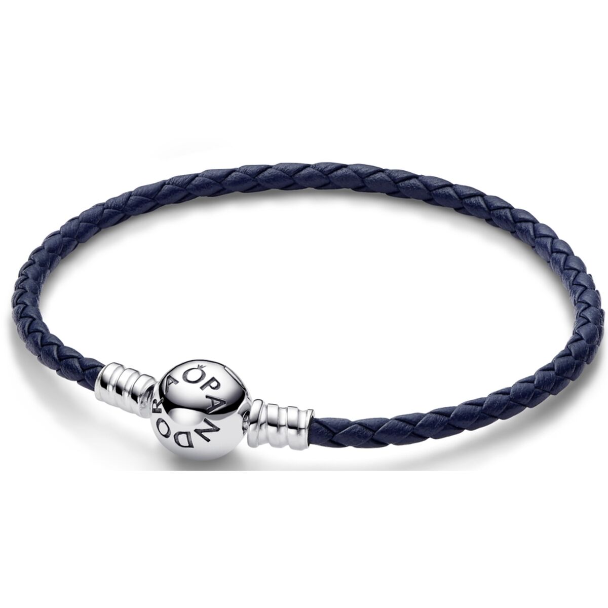 Pandora Γυναικεία Βραχιόλια Pandora ROUND CLASP BLUE BRAIDED LEATHER BRACELET